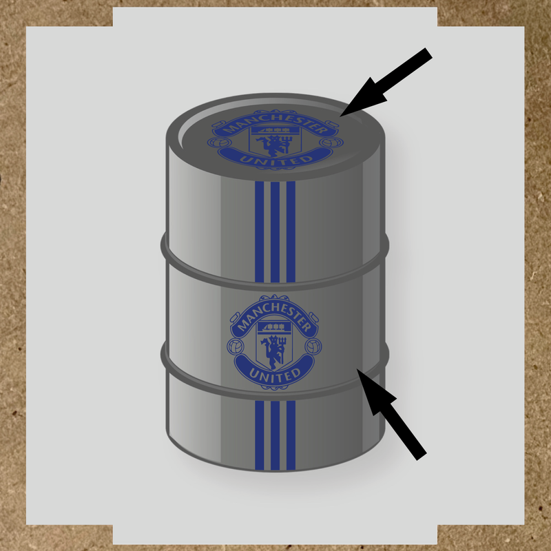 Kit de 4 stickers pour baril décoratif avec le logo de Manchester United couleur:bleu indigo