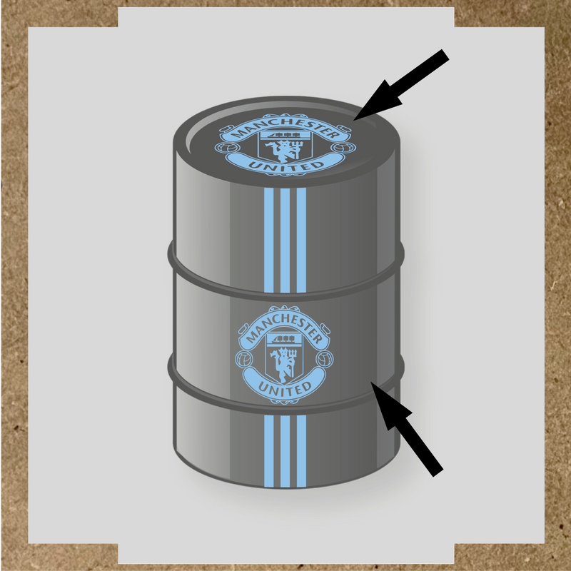 Kit de 4 stickers pour baril décoratif avec le logo de Manchester United couleur:bleu pastel