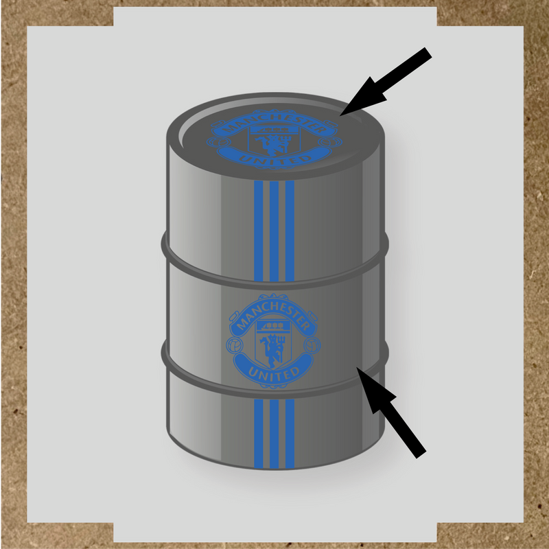 Kit de 4 stickers pour baril décoratif avec le logo de Manchester United couleur:bleu pétrole