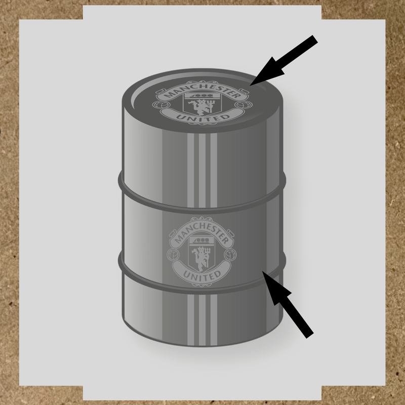 Kit de 4 stickers pour baril décoratif avec le logo de Manchester United couleur:gris