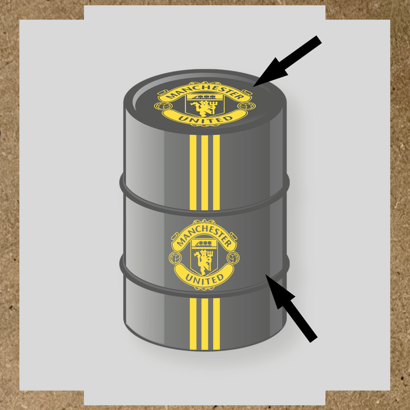 Kit de 4 stickers pour baril décoratif avec le logo de Manchester United couleur:jaune clair