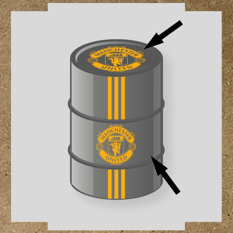 Kit de 4 stickers pour baril décoratif avec le logo de Manchester United couleur:jaune foncé