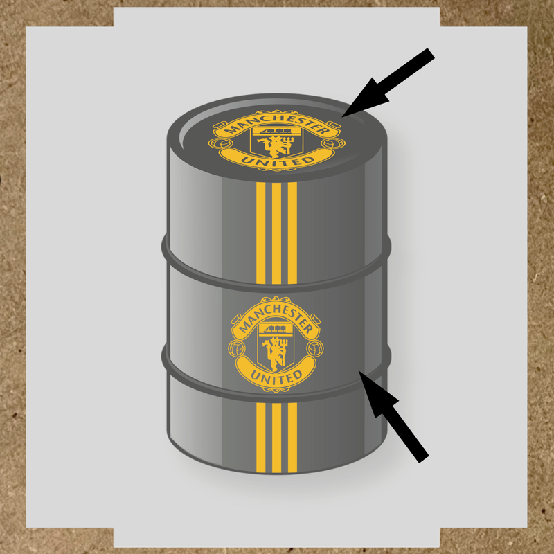 Kit de 4 stickers pour baril décoratif avec le logo de Manchester United couleur:jaune