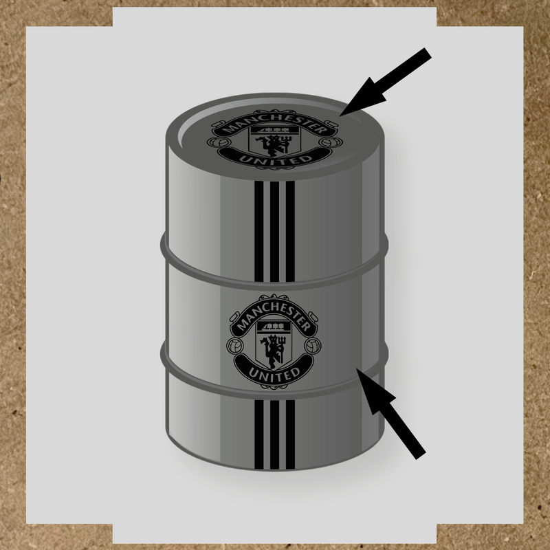 Kit de 4 stickers pour baril décoratif avec le logo de Manchester United couleur:noir
