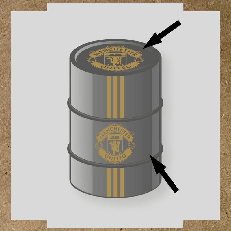 Kit de 4 stickers pour baril décoratif avec le logo de Manchester United couleur:or