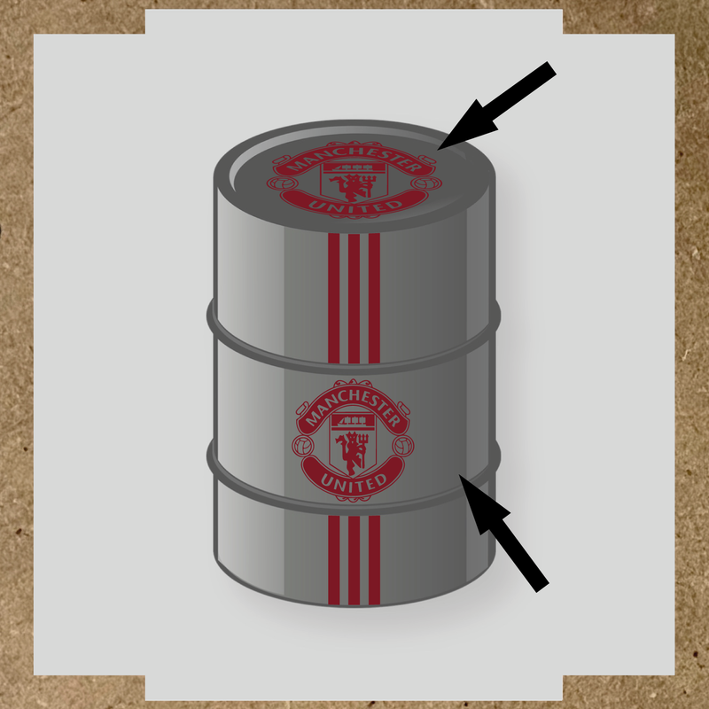 Kit de 4 stickers pour baril décoratif avec le logo de Manchester United couleur:rouge bordeaux