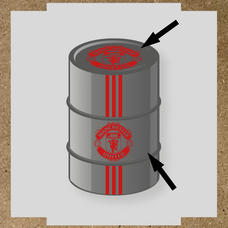 Kit de 4 stickers pour baril décoratif avec le logo de Manchester United couleur:rouge foncé
