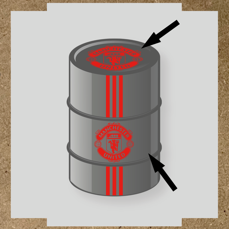 Kit de 4 stickers pour baril décoratif avec le logo de Manchester United couleur:rouge vif