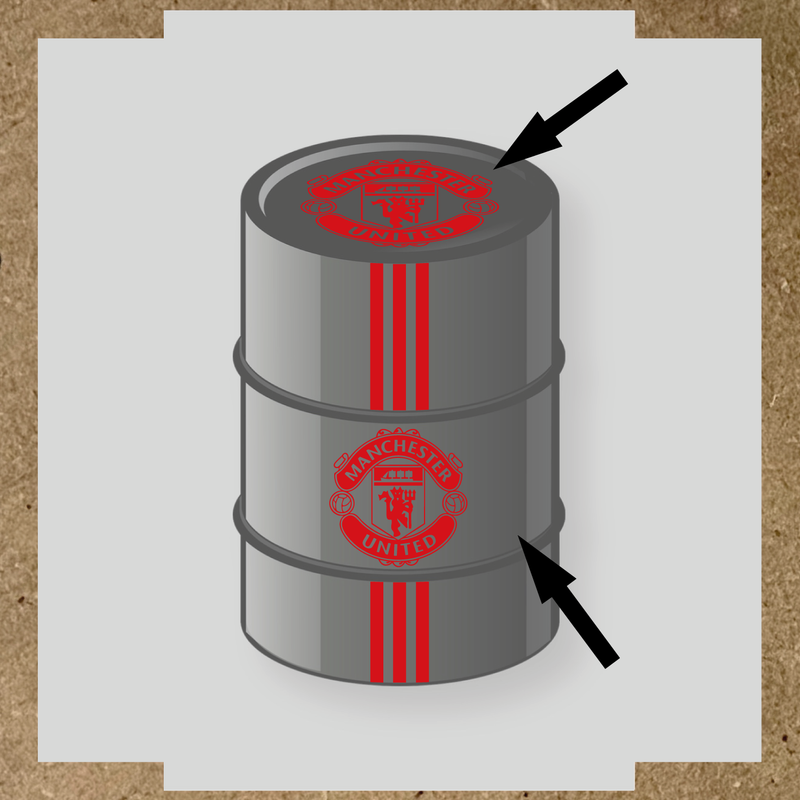 Kit de 4 stickers pour baril décoratif avec le logo de Manchester United couleur:rouge