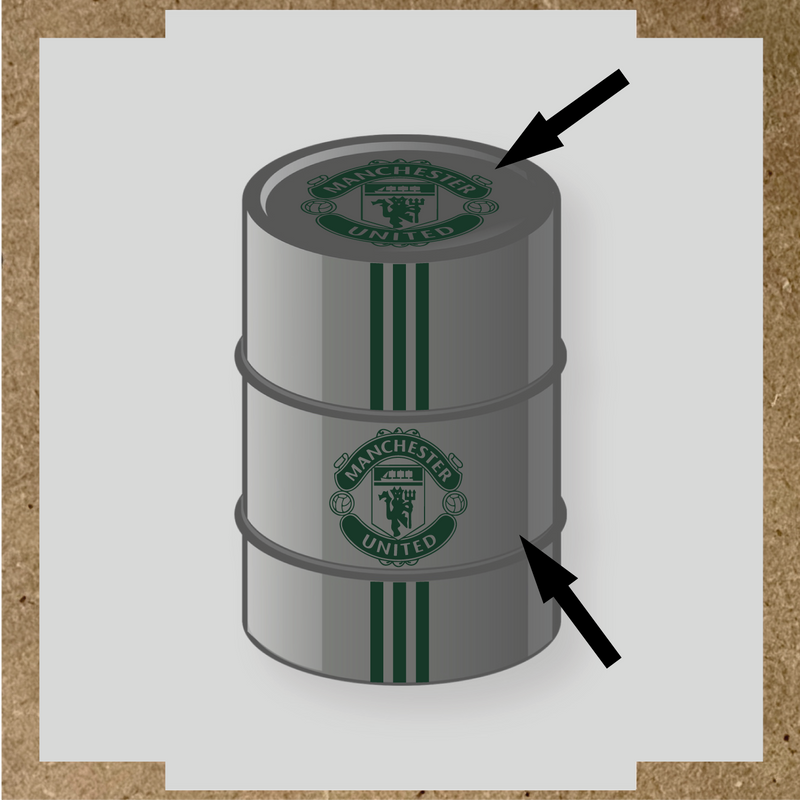 Kit de 4 stickers pour baril décoratif avec le logo de Manchester United couleur:vert forêt
