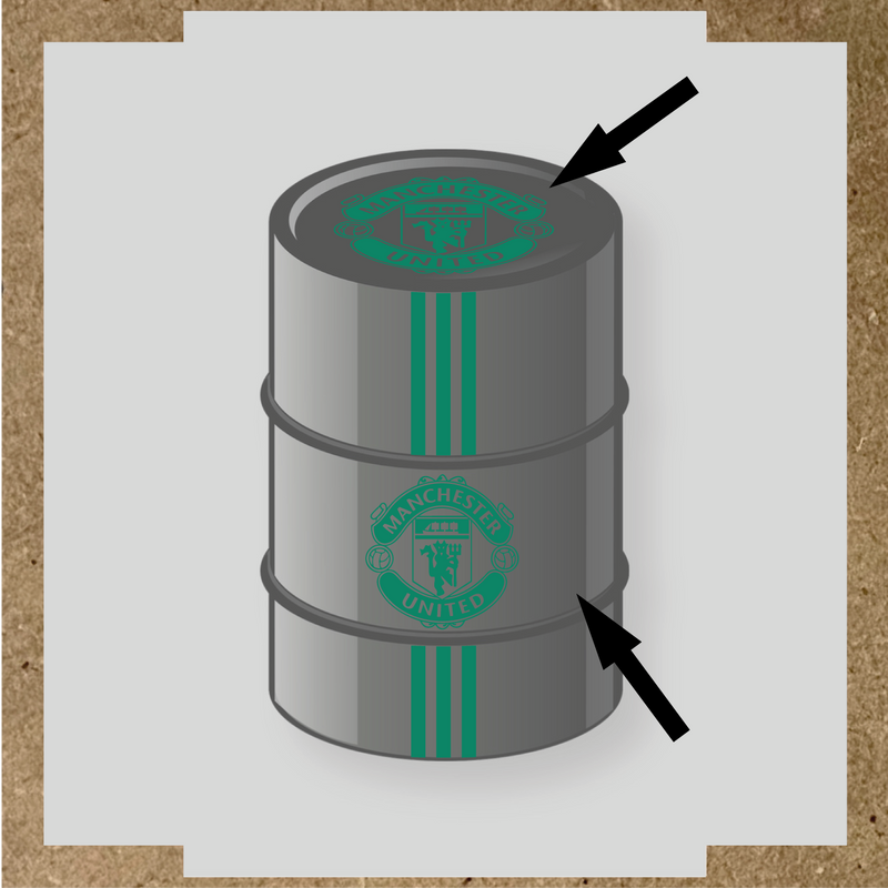 Kit de 4 stickers pour baril décoratif avec le logo de Manchester United couleur:vert jade