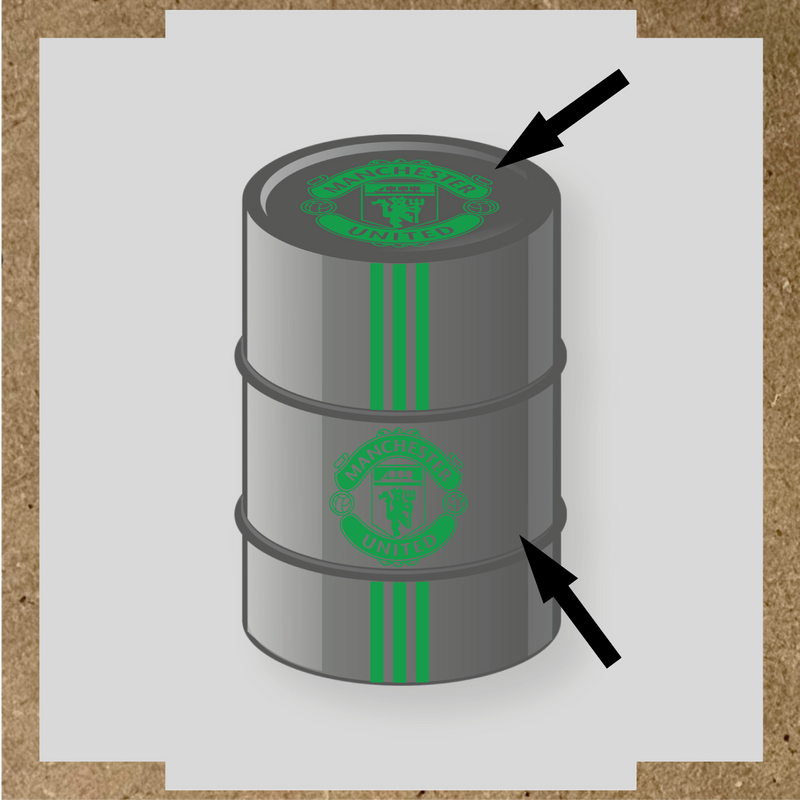 Kit de 4 stickers pour baril décoratif avec le logo de Manchester United couleur:vert vif