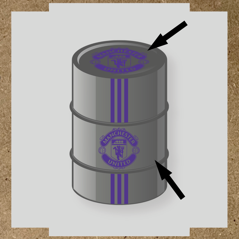 Kit de 4 stickers pour baril décoratif avec le logo de Manchester United couleur:violet