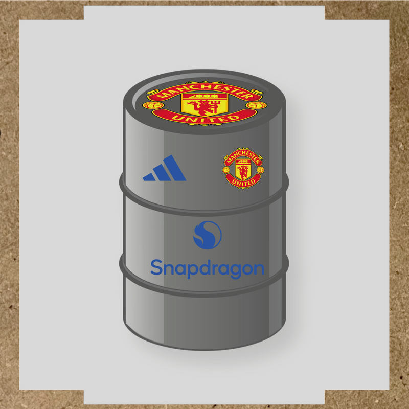 Kit de 4 stickers Manchester United pour baril décoratif, mettant en avant le logo de Manchester United. couleur:bleu acier