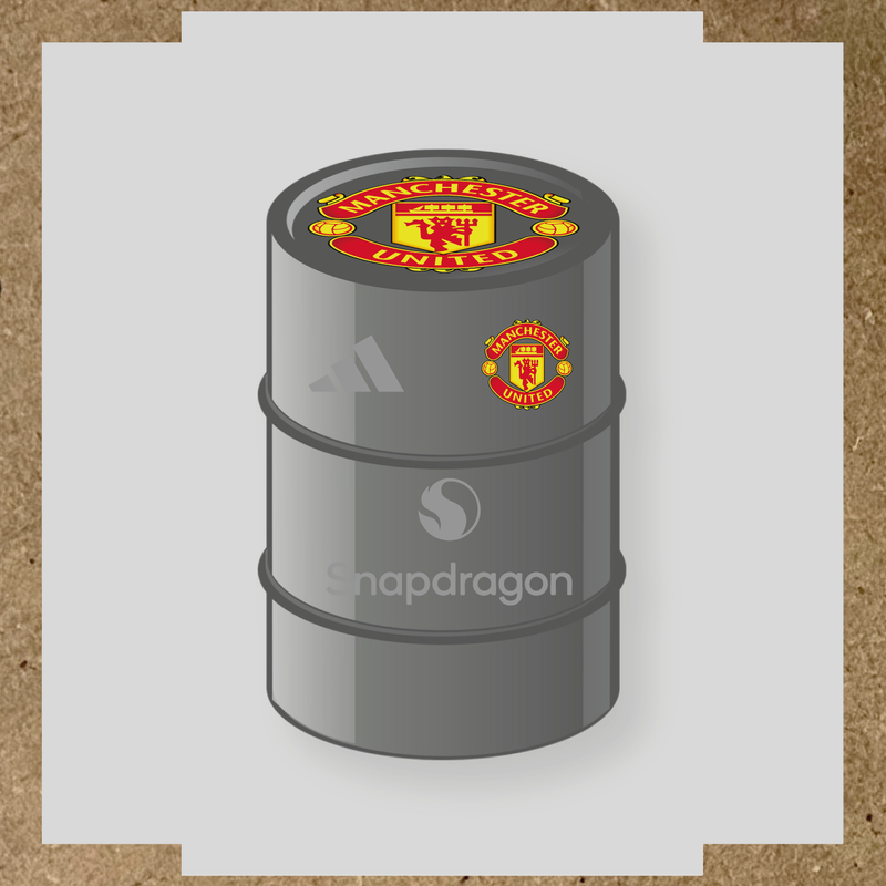 Kit de 4 stickers Manchester United pour baril décoratif, mettant en avant le logo de Manchester United. couleur:gris