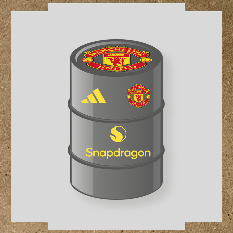 Kit de 4 stickers Manchester United pour baril décoratif, mettant en avant le logo de Manchester United. couleur:jaune clair