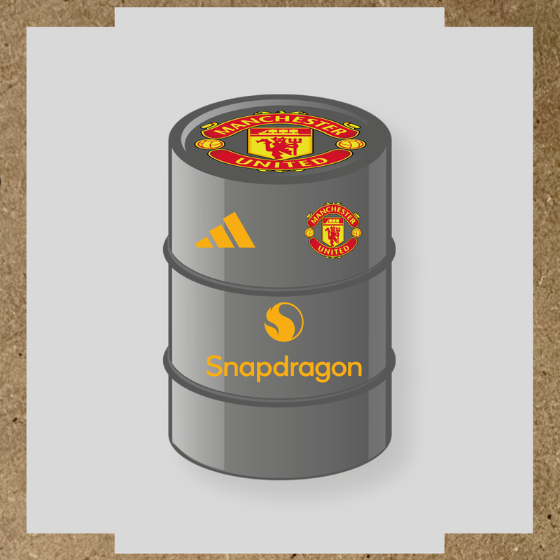 Kit de 4 stickers Manchester United pour baril décoratif, mettant en avant le logo de Manchester United. couleur:jaune foncé