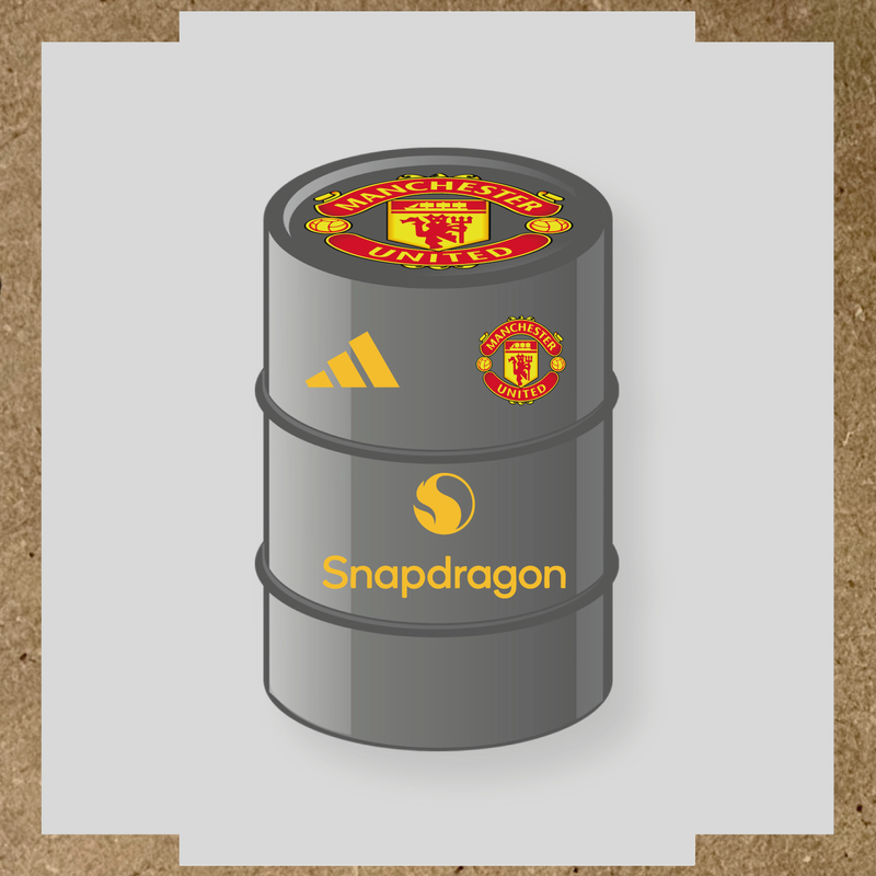 Kit de 4 stickers Manchester United pour baril décoratif, mettant en avant le logo de Manchester United. couleur:jaune