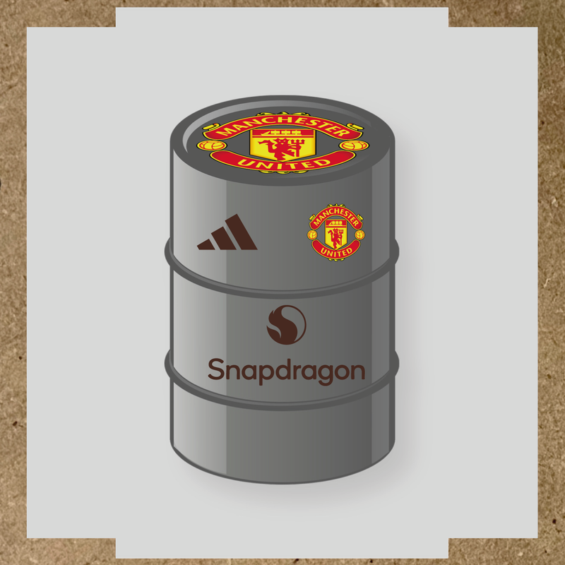 Kit de 4 stickers Manchester United pour baril décoratif, mettant en avant le logo de Manchester United. couleur:marron foncé