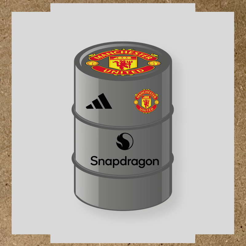 Kit de 4 stickers Manchester United pour baril décoratif, mettant en avant le logo de Manchester United. couleur:noir