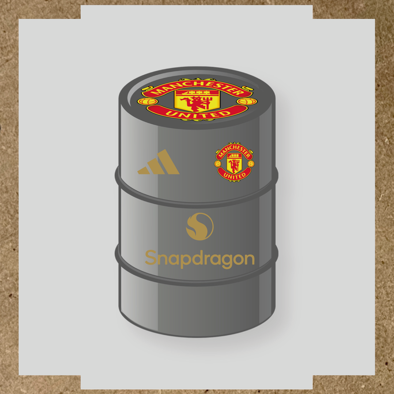 Kit de 4 stickers Manchester United pour baril décoratif, mettant en avant le logo de Manchester United. couleur:or
