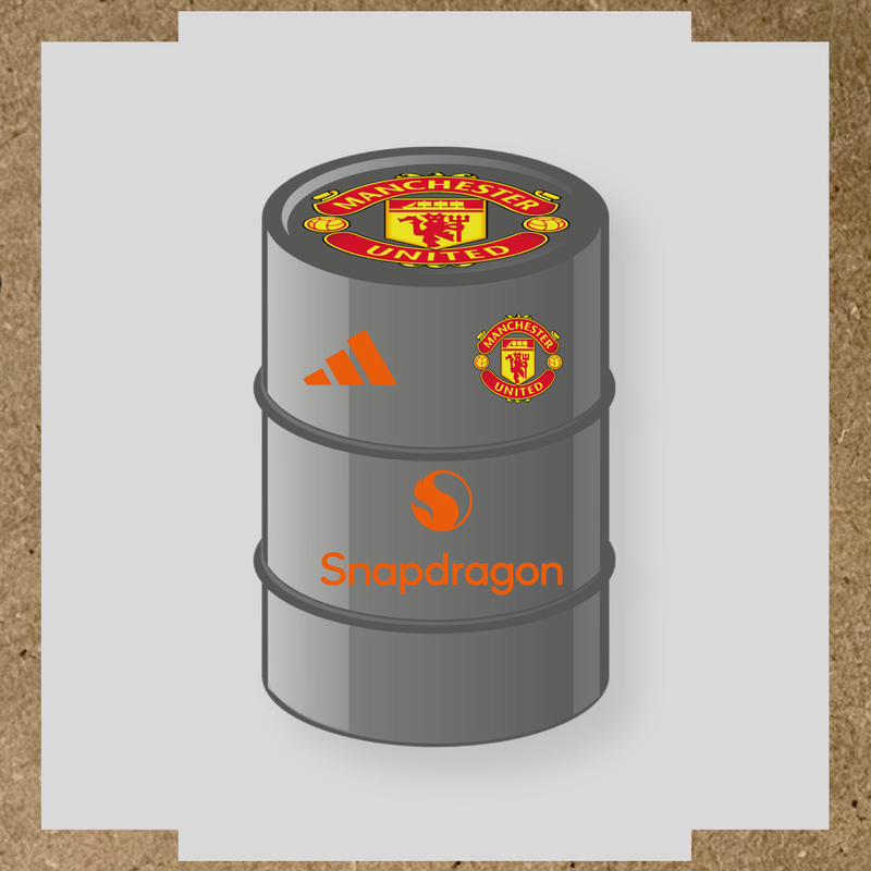 Kit de 4 stickers Manchester United pour baril décoratif, mettant en avant le logo de Manchester United. couleur:orange