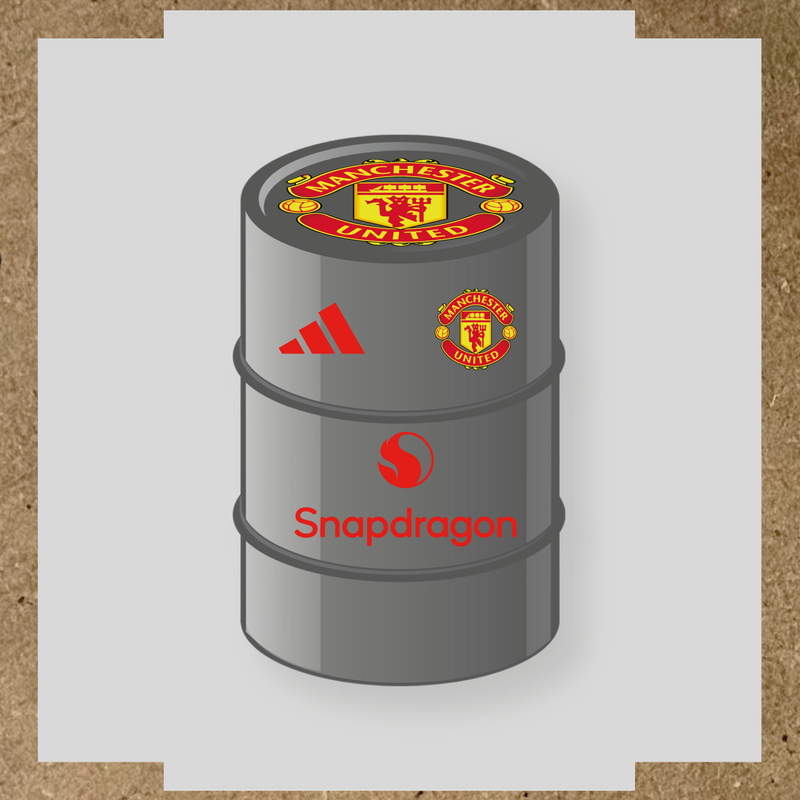 Kit de 4 stickers Manchester United pour baril décoratif, mettant en avant le logo de Manchester United. couleur:rouge vif