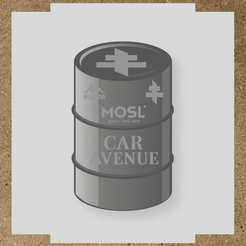 Kit de 4 stickers MOSL pour baril décoratif, incluant des designs uniques. couleur:gris