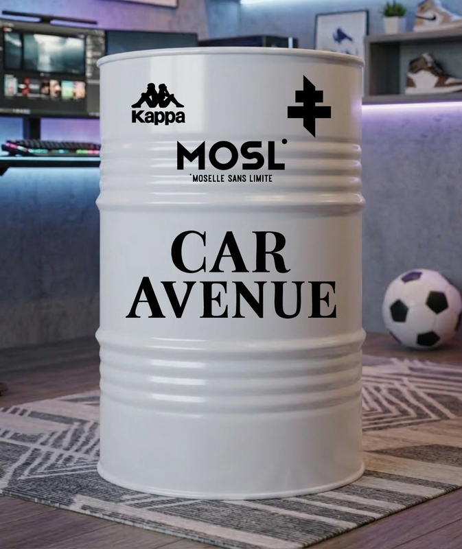 Baril décoratif avec stickers MOSL et visuel secondaire Kappa 