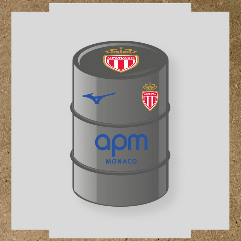 Kit de 4 stickers AS Monaco pour baril décoratif, mettant en avant le logo AS Monaco sur le dessus du baril. couleur:bleu acier