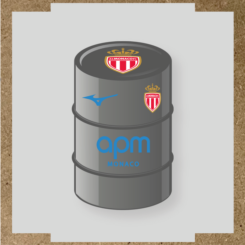 Kit de 4 stickers AS Monaco pour baril décoratif, mettant en avant le logo AS Monaco sur le dessus du baril. couleur:bleu lagon