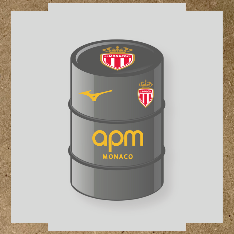 Kit de 4 stickers AS Monaco pour baril décoratif, mettant en avant le logo AS Monaco sur le dessus du baril. couleur:jaune