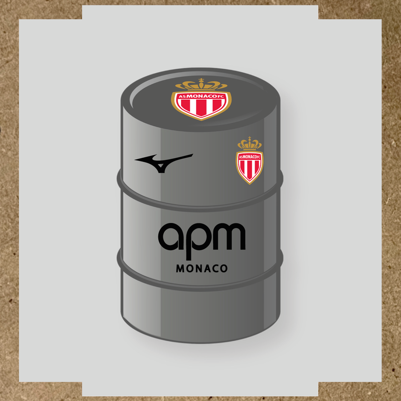 Kit de 4 stickers AS Monaco pour baril décoratif, mettant en avant le logo AS Monaco sur le dessus du baril. couleur:noir