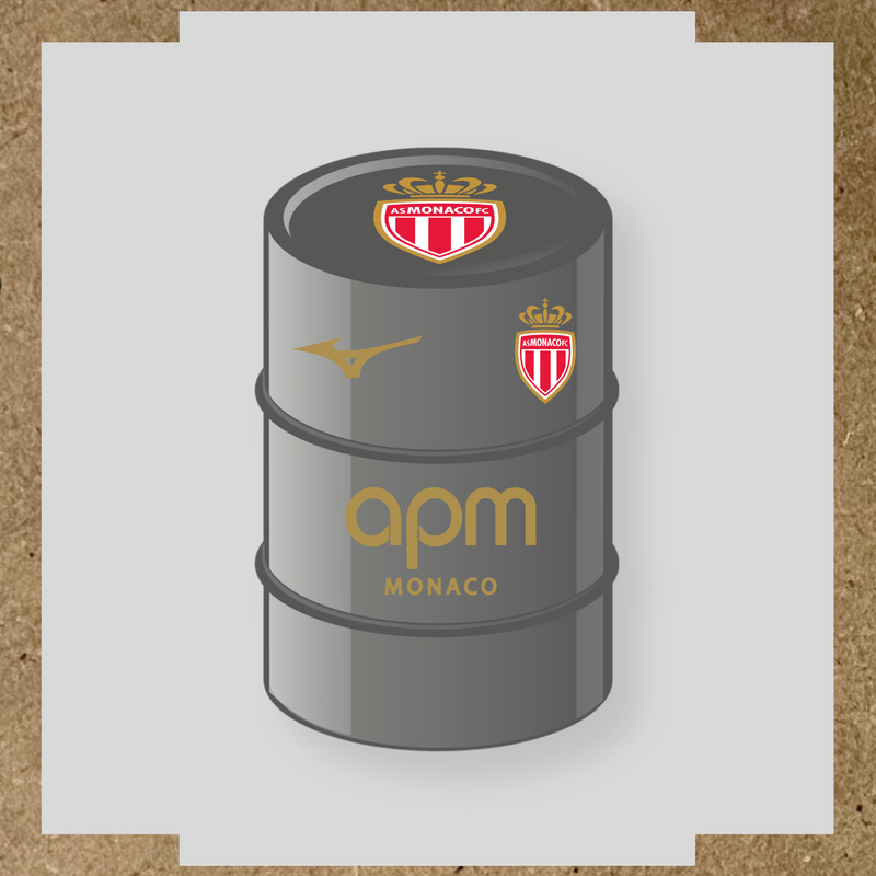 Kit de 4 stickers AS Monaco pour baril décoratif, mettant en avant le logo AS Monaco sur le dessus du baril. couleur:or