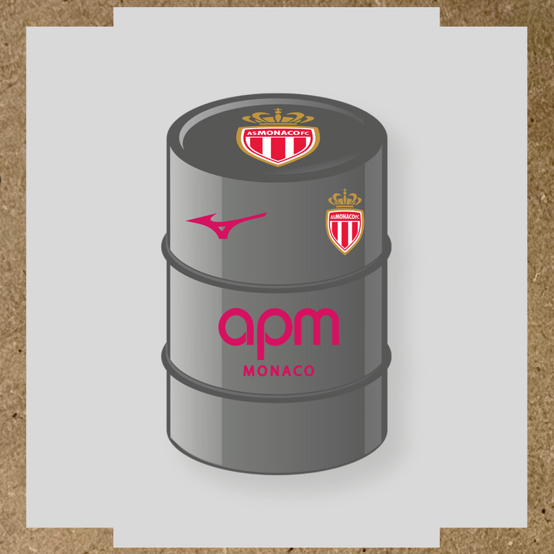 Kit de 4 stickers AS Monaco pour baril décoratif, mettant en avant le logo AS Monaco sur le dessus du baril. couleur:rose