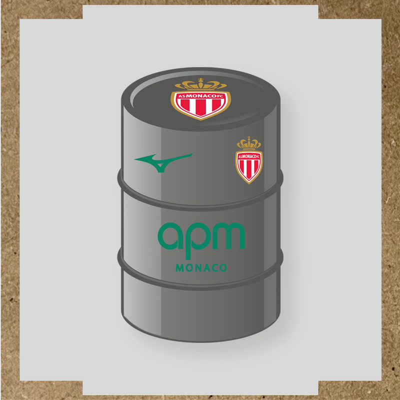 Kit de 4 stickers AS Monaco pour baril décoratif, mettant en avant le logo AS Monaco sur le dessus du baril. couleur:vert jade