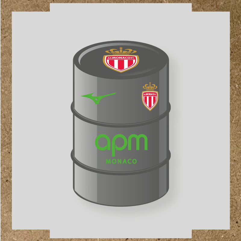 Kit de 4 stickers AS Monaco pour baril décoratif, mettant en avant le logo AS Monaco sur le dessus du baril. couleur:vert prairie