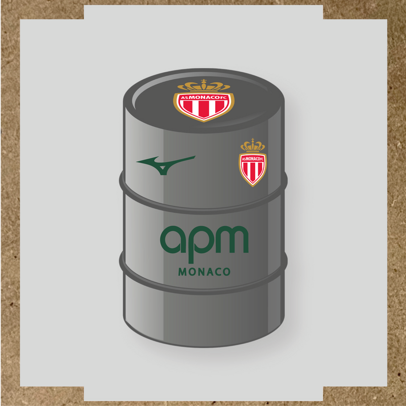 Kit de 4 stickers AS Monaco pour baril décoratif, mettant en avant le logo AS Monaco sur le dessus du baril. couleur:vert sapin