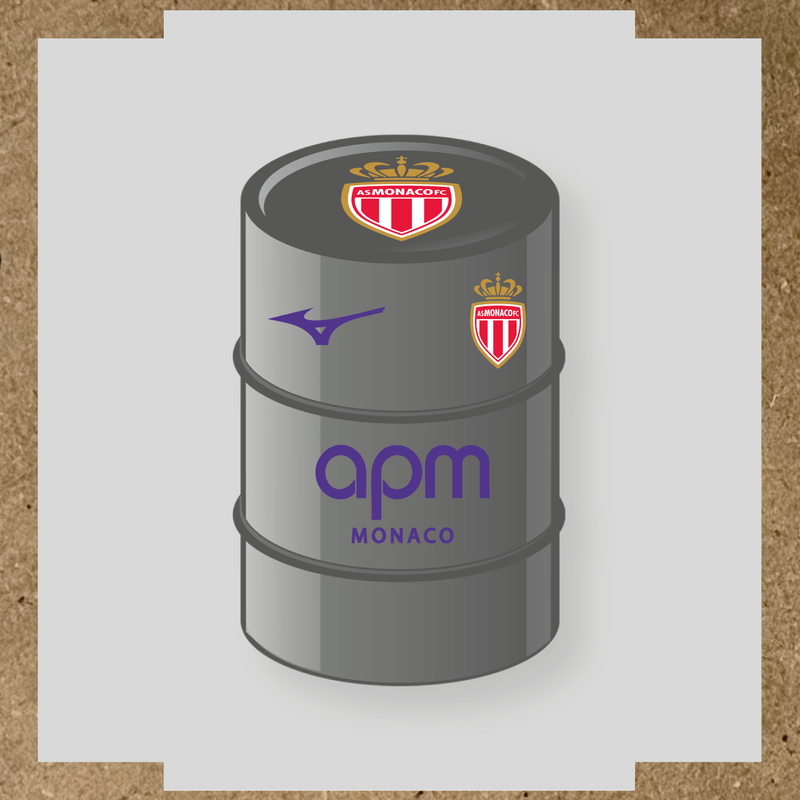 Kit de 4 stickers AS Monaco pour baril décoratif, mettant en avant le logo AS Monaco sur le dessus du baril. couleur:violet