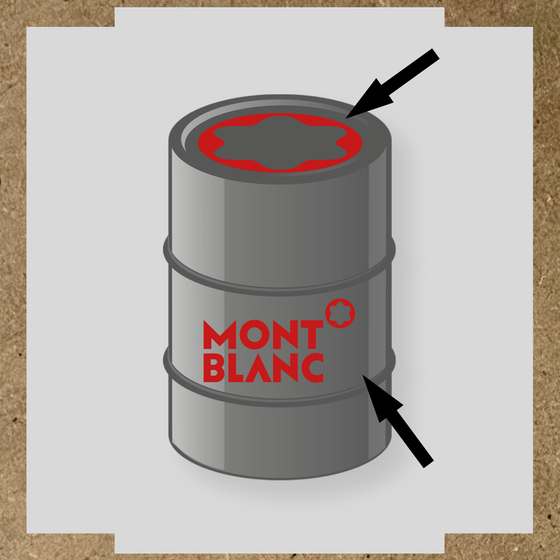 Kit de 2 stickers pour baril avec un design spécifique, illustrant un baril avec des stickers décoratifs. couleur:rouge foncé