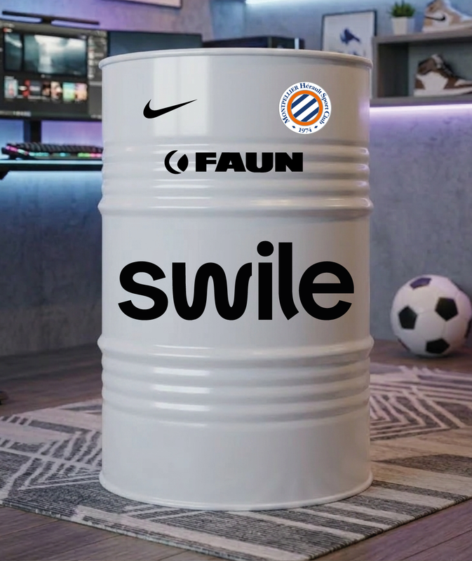 Baril décoratif avec stickers Montpellier HSC et visuel secondaire Nike 