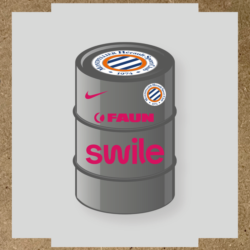 Kit de 4 stickers pour baril décoratif avec le logo Montpellier HSC et des éléments design. couleur:rose