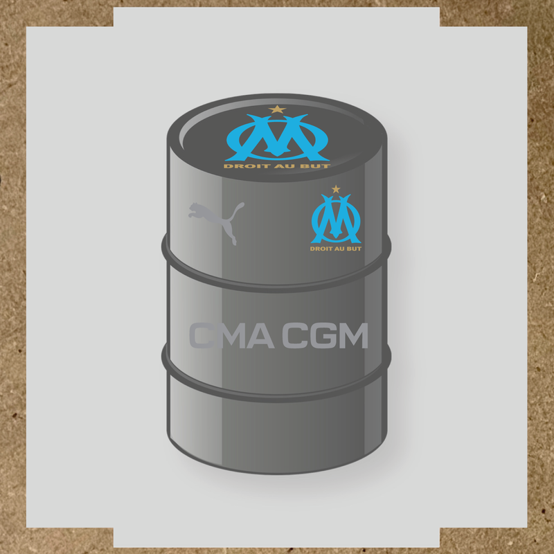 Kit de 4 stickers Olympique De Marseille pour baril décoratif couleur:argent
