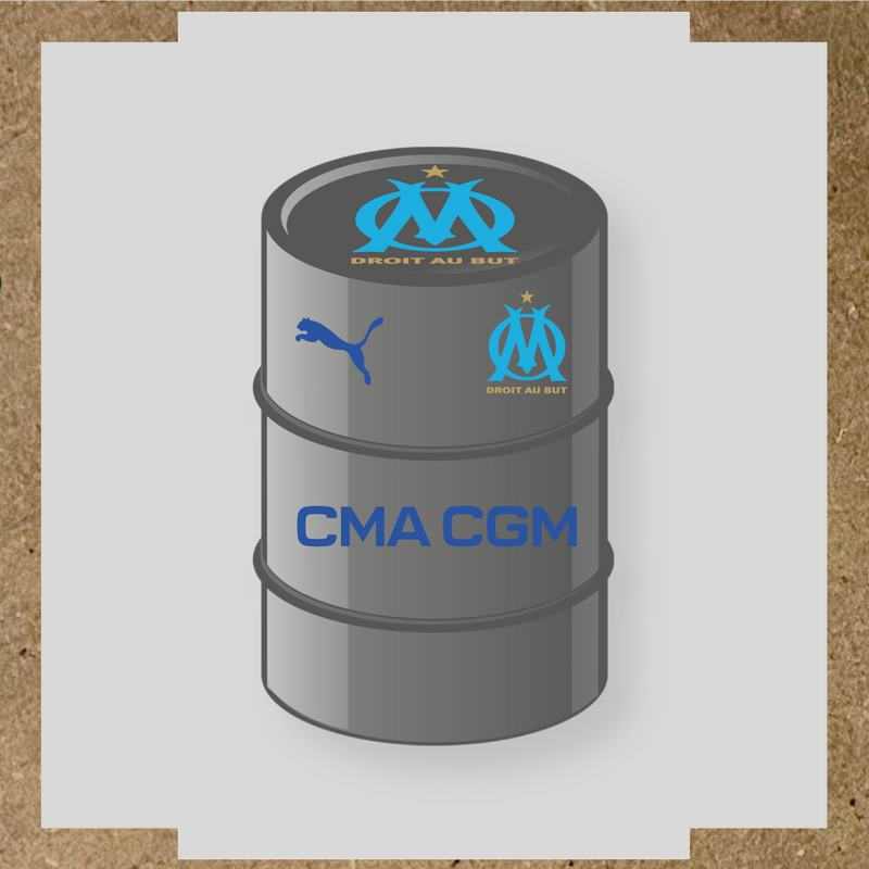 Kit de 4 stickers Olympique De Marseille pour baril décoratif couleur:bleu acier