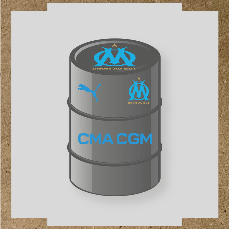 Kit de 4 stickers Olympique De Marseille pour baril décoratif couleur:bleu ciel