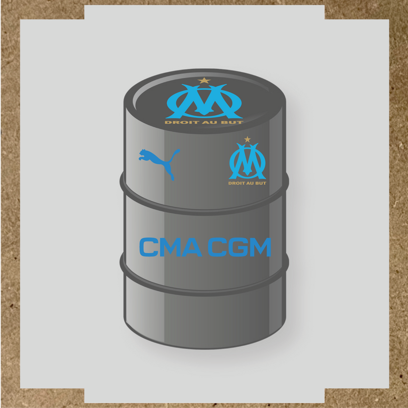 Kit de 4 stickers Olympique De Marseille pour baril décoratif couleur:bleu lagon
