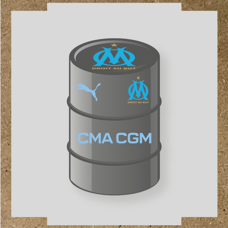 Kit de 4 stickers Olympique De Marseille pour baril décoratif couleur:bleu pastel