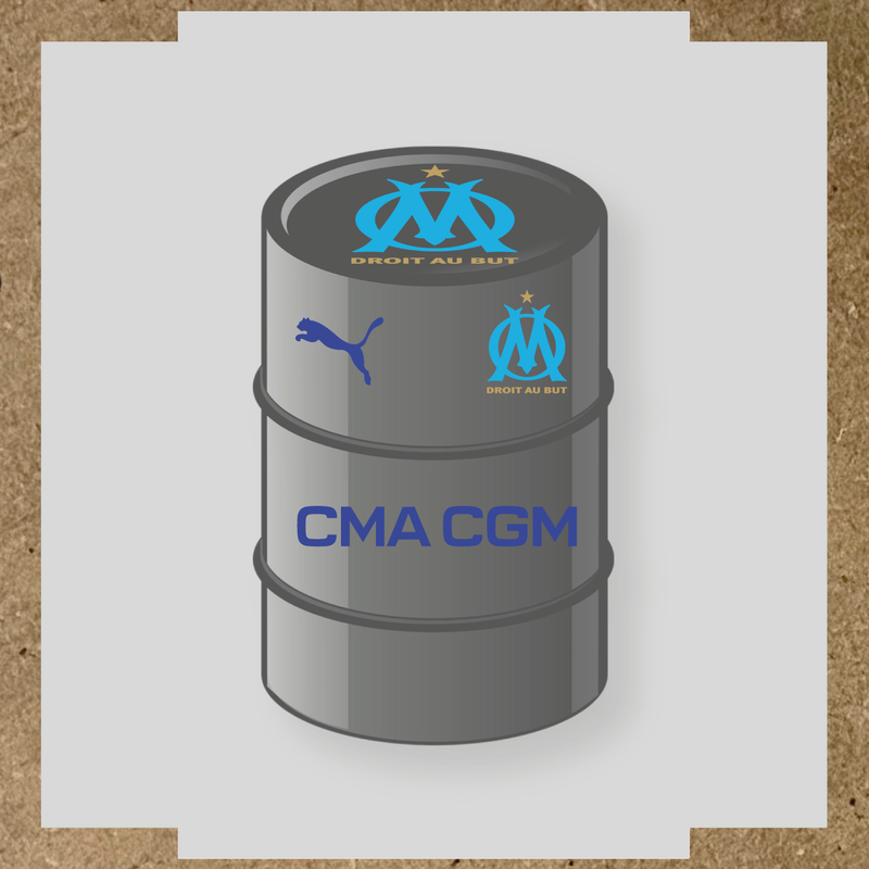 Kit de 4 stickers Olympique De Marseille pour baril décoratif couleur:bleu roi