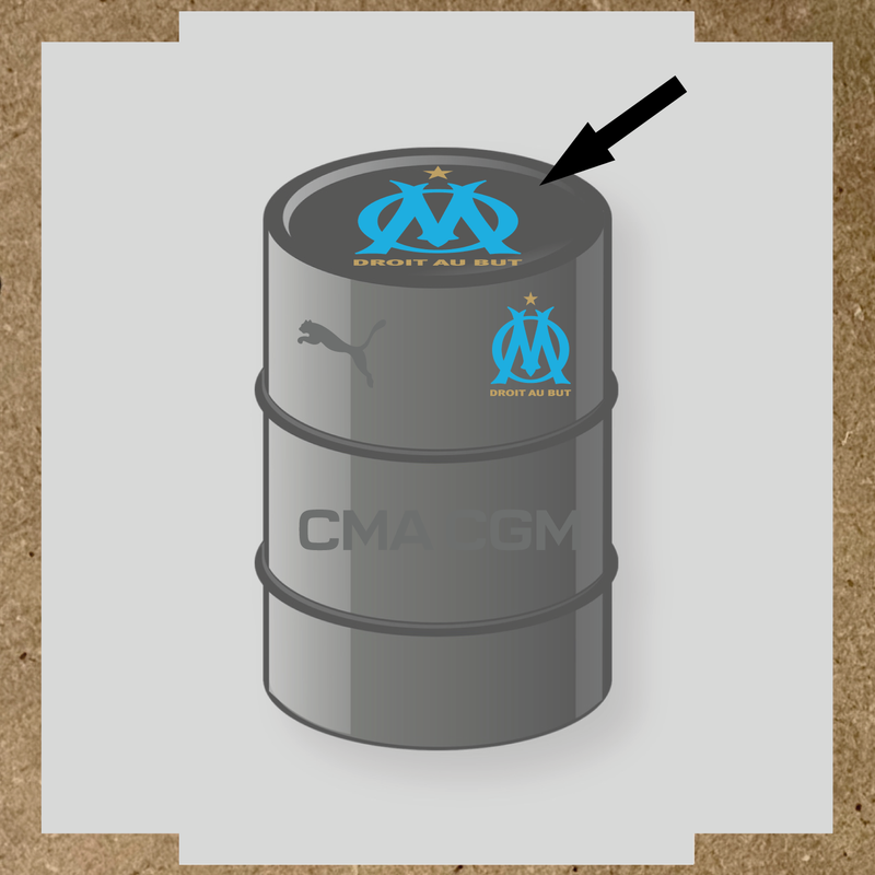 Kit de 4 stickers Olympique De Marseille pour baril décoratif couleur:gris foncé