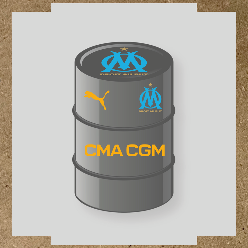 Kit de 4 stickers Olympique De Marseille pour baril décoratif couleur:jaune foncé